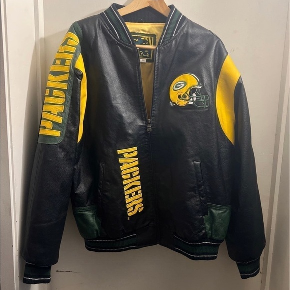 G-III & Carl Banks Leather Green Bay Packers Jacket Large